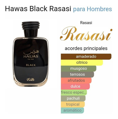 Perfume Rasasi Hawas Black Edp Hombre Aromático 100 Ml Spray